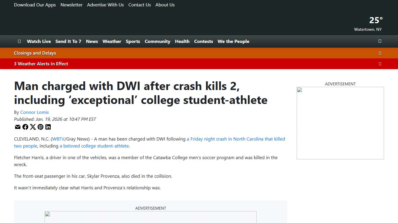Man charged with DWI after crash kills 2, including ‘exceptional’ college student-athlete
