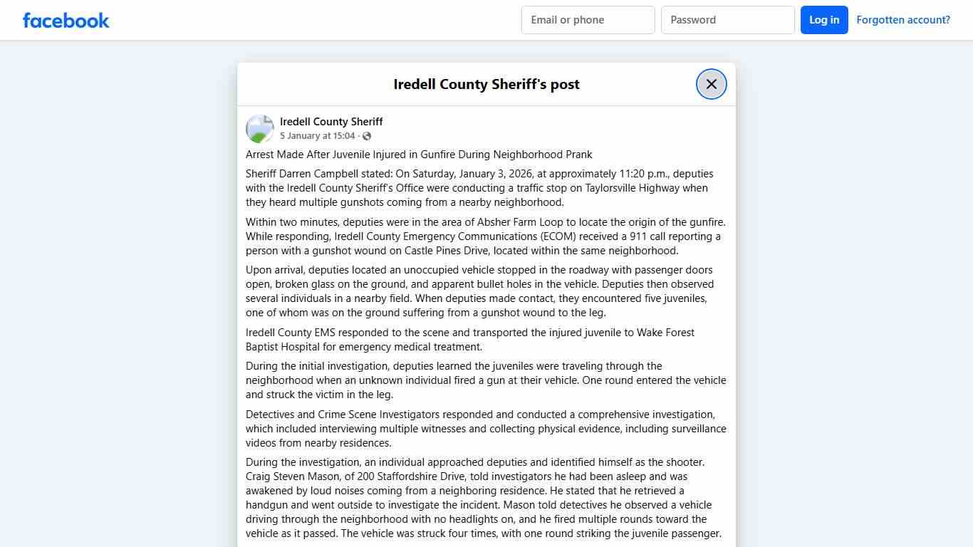 Arrest Made After Juvenile... - Iredell County Sheriff | Facebook